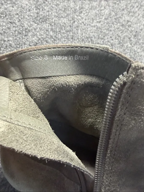 Dolce Vita Gray Suede Ankle Booties with Brown Trim Size 8 - Image 8