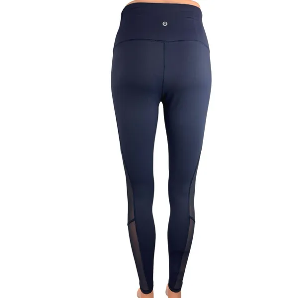 Lululemon Navy Blue Mid Rise Activewear Fitness Yoga Workout Tight Leggings Sz S - Image 3