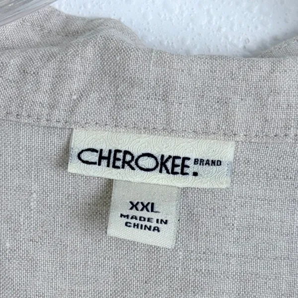 Minimalist 100% Linen Chore Jacket Beige Cherokee XXL Button Up Shacket - Image 3
