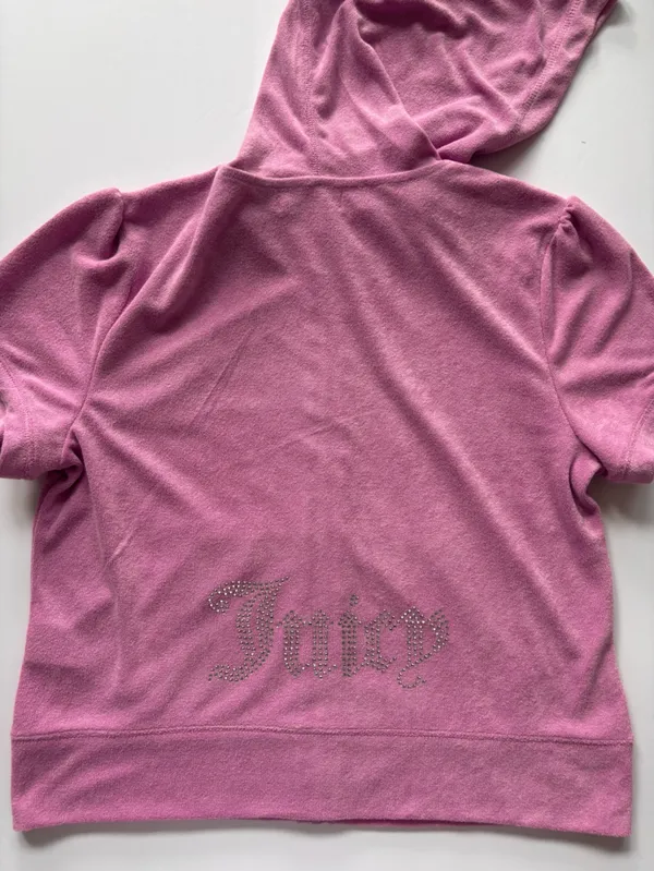 Juicy Couture Dewberry Pink Terry Rhinestone Hoodie Shorts Set NWT L Y2K - Image 5