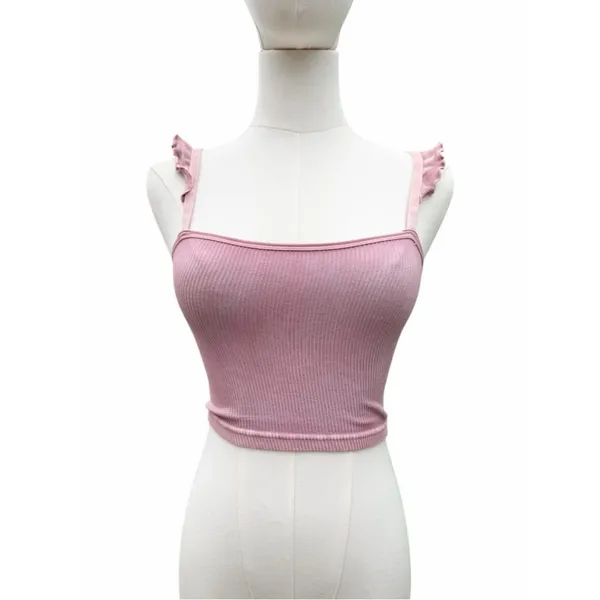 Free People Movement Happiness Runs Flirty Crop Tank Pink XS/S Ribbed Balletcore - Image 2