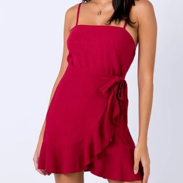 Princess Polly Caedere Mini Dress in Maroon Size 2 New with tag - Image 3