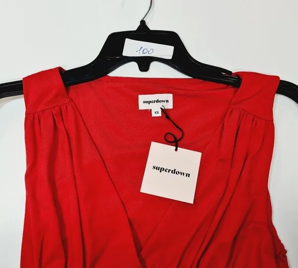 Superdown Farrah Ruched Dress in Red XS - Image 12