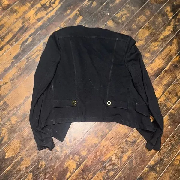 CAbi black ponte knit moto M classic minimalist jacket - Image 4