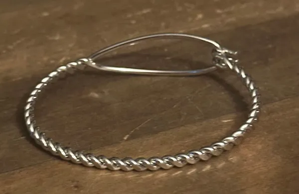 Stainless steel hook and eye rope bangle bracelet Silver - Image 4