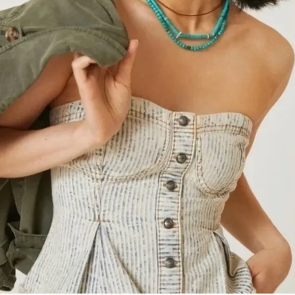 NWT Anthropologie Pilcro Denim Corset Top‎ Size Small - Image 2