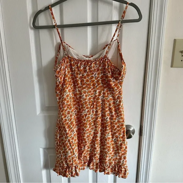 Princess Polly Orange Floral Mini Dress Rayon Size 6 - Image 5
