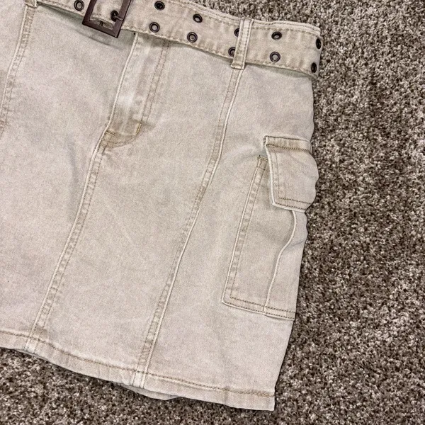 Sincerely Jules Tan Cargo Denim Skirt Women's Size 9/28 Utility Mini Skirt - Image 9