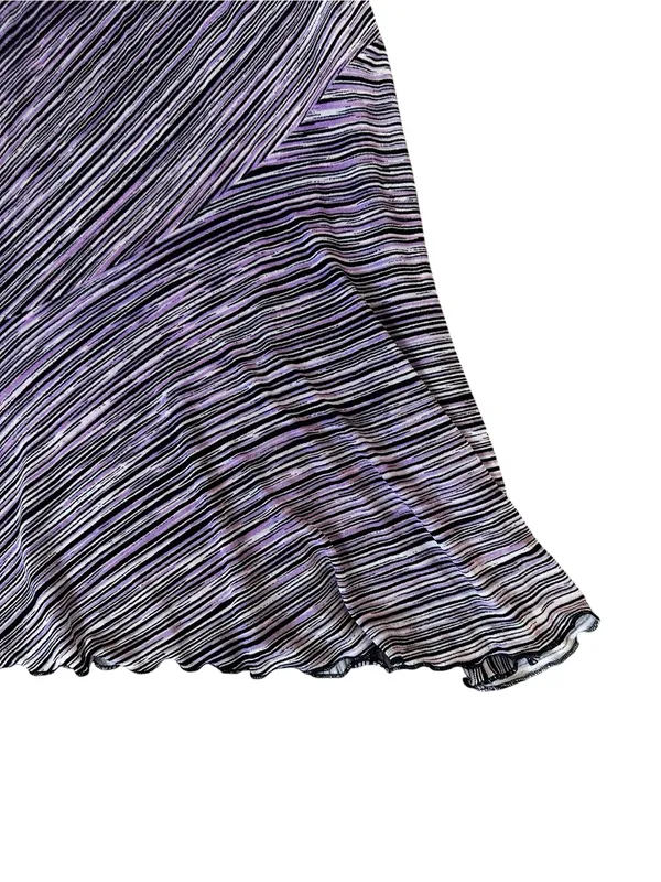 Vintage Purple Black Striped Midi Slip Skirt Ruffle Hem 90s Y2K Fairy Grunge - Image 2