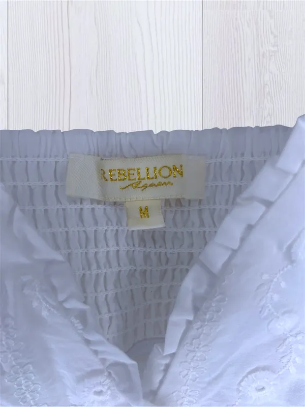 REBELLION Again White Eyelet Embroidered Babydoll Cami Top | Size M - Image 5