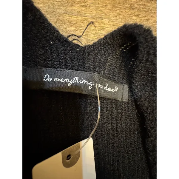 Anthropologie Do Everything in Love Black‎ Textured Open Sweater Fringe One Size - Image 3
