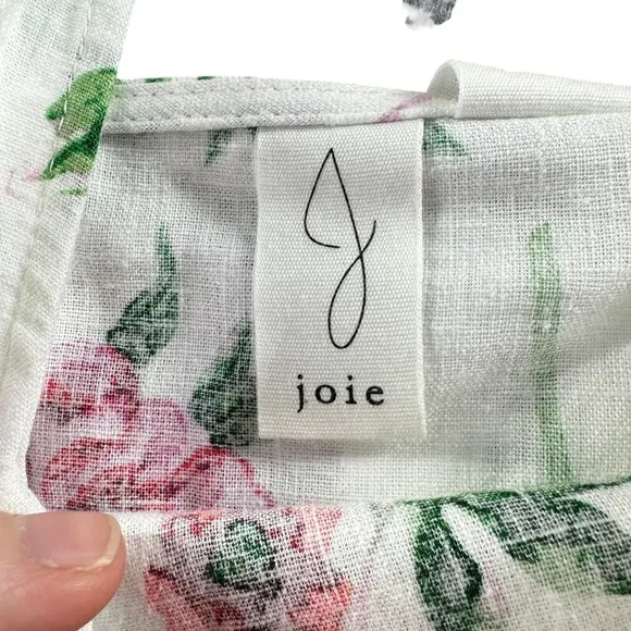 Joie Mini Shift Dress White Floral‎ Linen Blend Sleeveless Small NWT Brunch - Image 4
