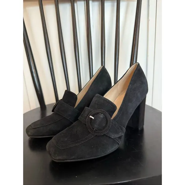 Marc Fisher Garlan black suede loafer heels size 7 - Image 3