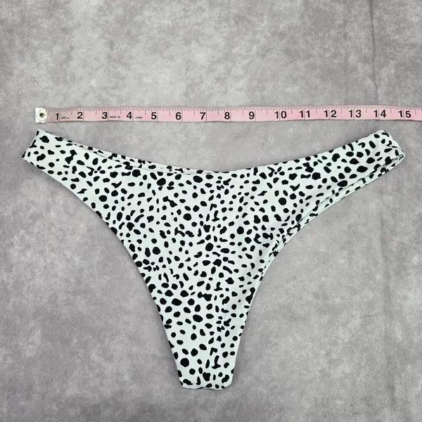 Black White Dots Thong Bikini Bottom Swimwear‎ Medium - Image 3