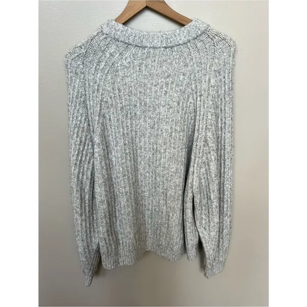Madewell Ribbed Cotton-Blend Sweater Hthr Dusk Grey Marl Size Medium Heather - Image 8