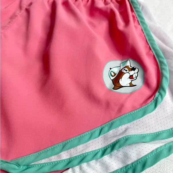Pink Athletic Shorts with Cartoon Patch - Image 3