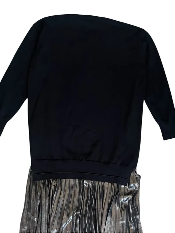 Anthropologie Women’s Twofer Black Knit Oversized Sweater Pleated Midi Dress S - Image 7