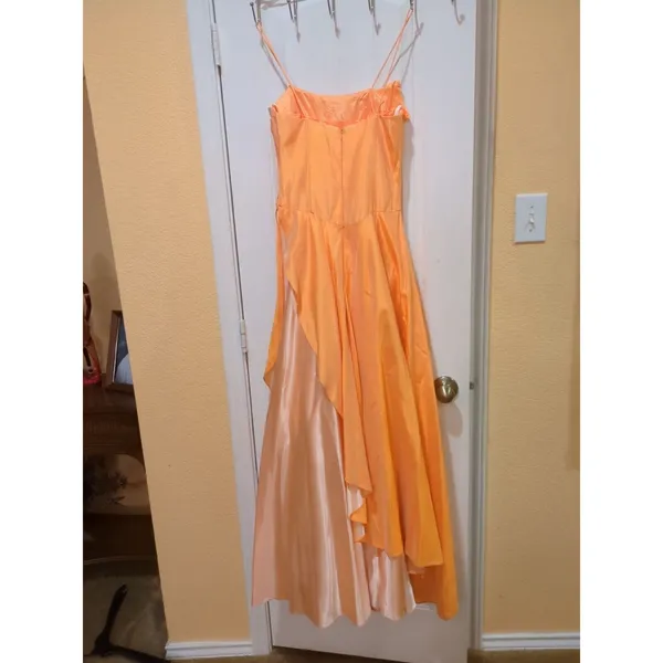 Betsy & Adam orange satin taffeta long bridesmaids evening dress 4 - Image 11