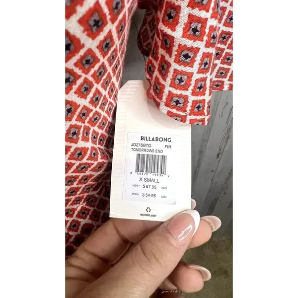 NWT Billabong Tomorrows End Mini Dress Women's XS Geometric‎ Boho Summer Casual - Image 4