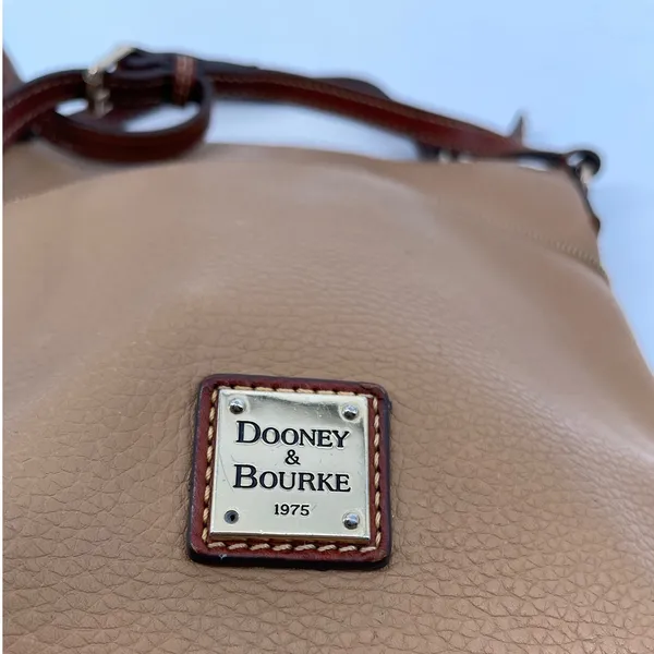 Dooney & Bourke Crossbody Bag‎ Leather Tan Brown Trim Zip Pocket Purse - Image 3