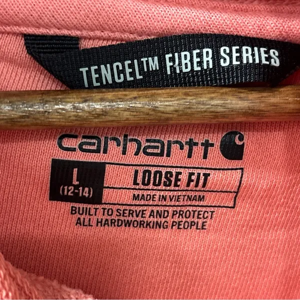 Carhartt Women’s Tencel Fiber Series Loose Fit Hoodie Size L Aged Coral Light - Image 7