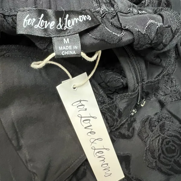 NWT For Love & Lemons Women’s Black Melody Mini Dress Size Medium and necklace - Image 6