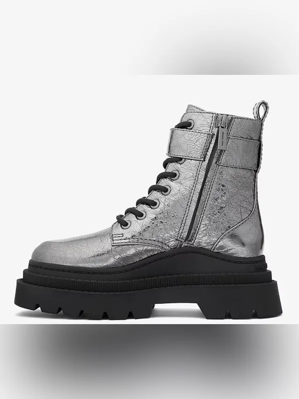 MK Colby Crackled Metallic Leather Combat Boot - Image 4
