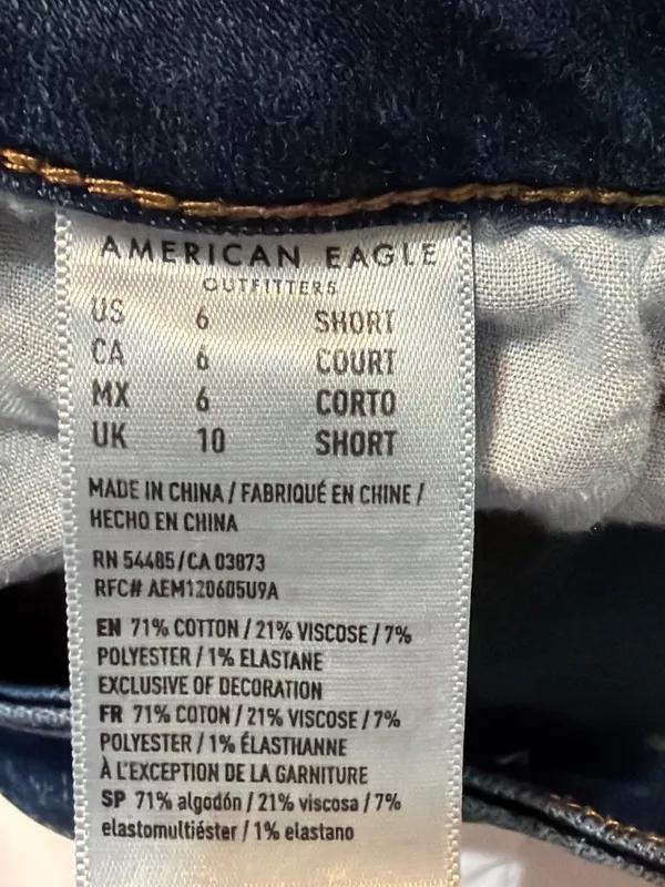 American Eagle Skinny Jeans Next Level Stretch Blue Denim Size 6 Short - Image 6