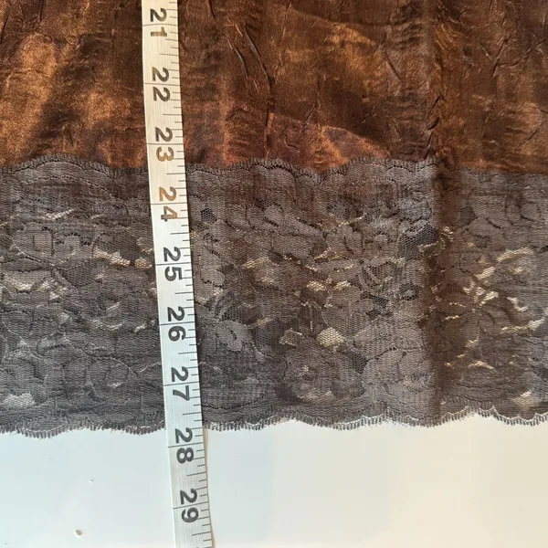 Vintage Y2K Satin Lace Babydoll Top Sz M Brown Coquette Lace Trim Fairy Romantic - Image 12
