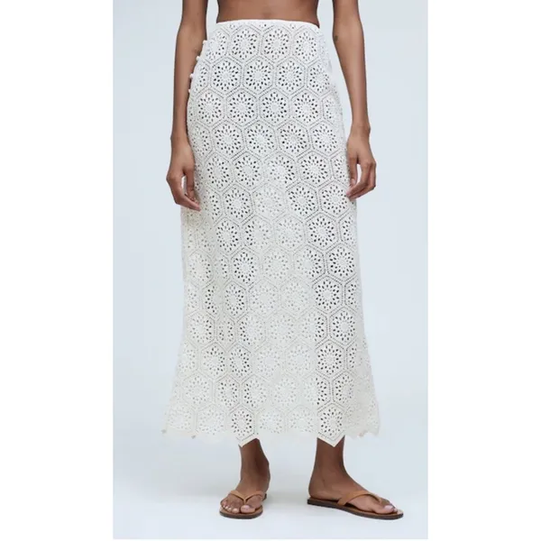 Agua Bendita Crochet Cream Tove Midi Skirt Womens Sz S $240 Swim Cover Up - Image 2