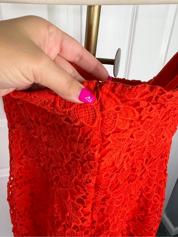 ASTR the Label Red Floral Lace Strapless Midi Dress Size L Cocktail Party - Image 7