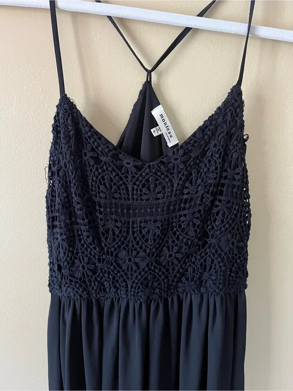 Monteau Black Crochet Bodice Maxi Dress - Image 4
