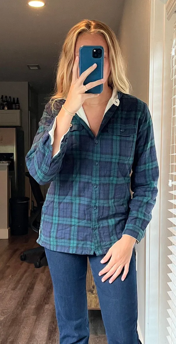 L.L.Bean Fleece Lined Flannel Hoodie - Image 3