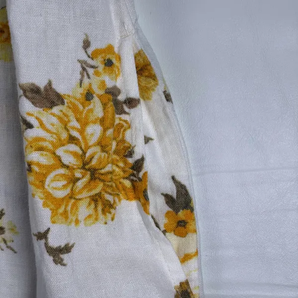 Universal Thread Floral Linen Blend‎ Lace Trim Mini Dress XS Yellow White Boho - Image 10