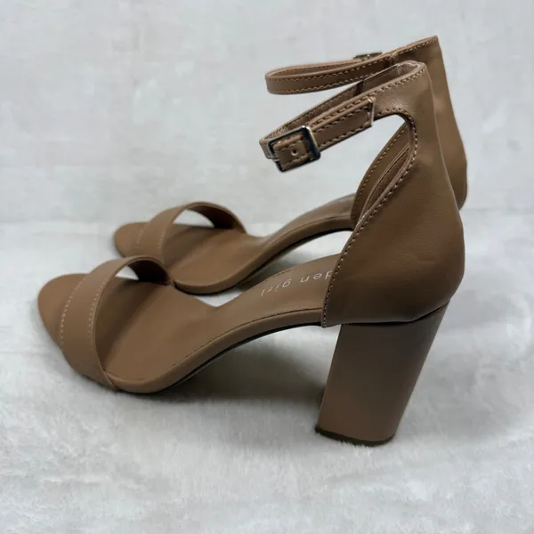 Madden Girl Beella Tan Nude Ankle Strap Block‎ Heel Sandals Women Size 8 - Image 7