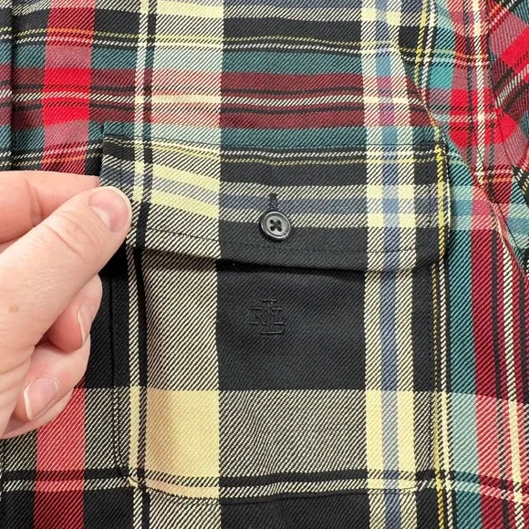 Lauren‎ Ralph Lauren Women's Wool Plaid Button Down Shirt Red Black LRL Logo - Image 5
