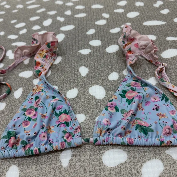 Blackbough Swim bikini top venice floral Tessa Ruffled Triangle pastel tie - Image 7