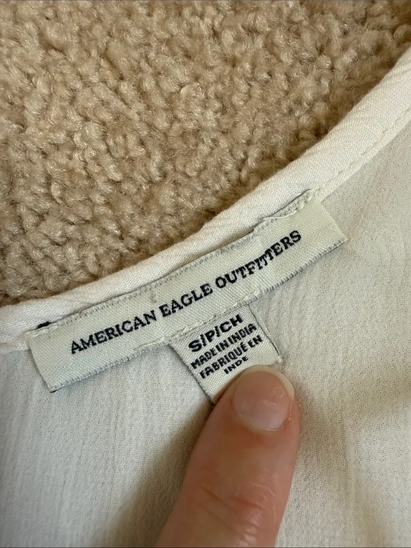 American Eagle Outfitters Tiered Off White Fringe Shift Dress. Size Small - Image 2
