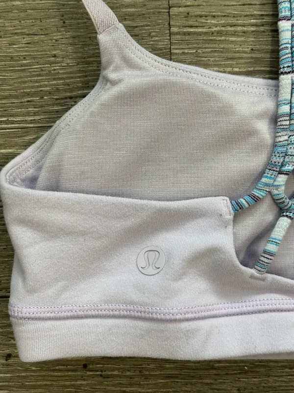 Lululemon Energy Bra Size 6 Medium Support Blue Paisley Strappy Back Crop Top - Image 9