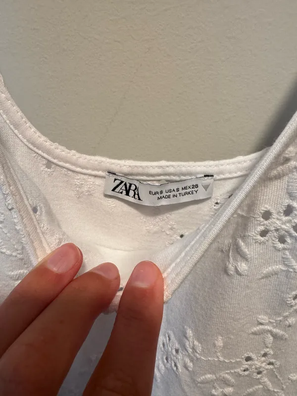 Zara White Eyelet Bubble Hem Dress - Image 3