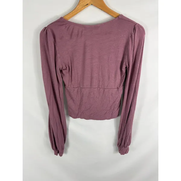 Lulus Purple V Neck Surplus Long Sleeve Soft Stretch Top Size Small - Image 3