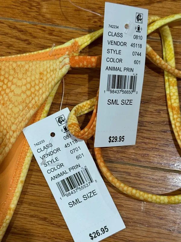 New PacSun Yellow and Orange Snake Print Bikini Small - Image 4
