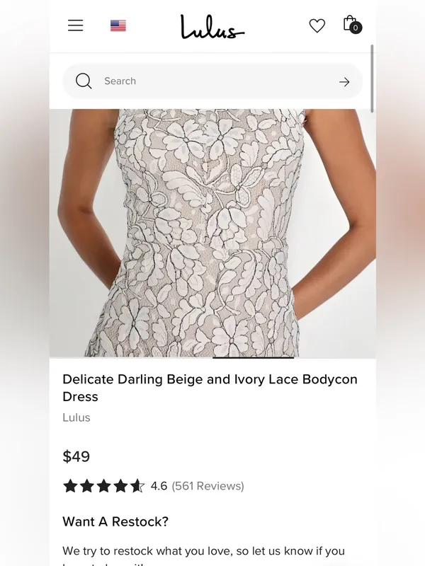 Lulus Women’s Delicate Darling Beige and Ivory Lace Bodycon Mini Dress Size XS - Image 3