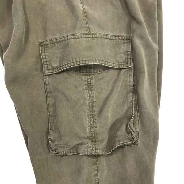 ABERCROMBIE & FITCH Paperbag Tencel Cargo Pant Jogger Sz L Burn Olive Grunge Y2K - Image 7