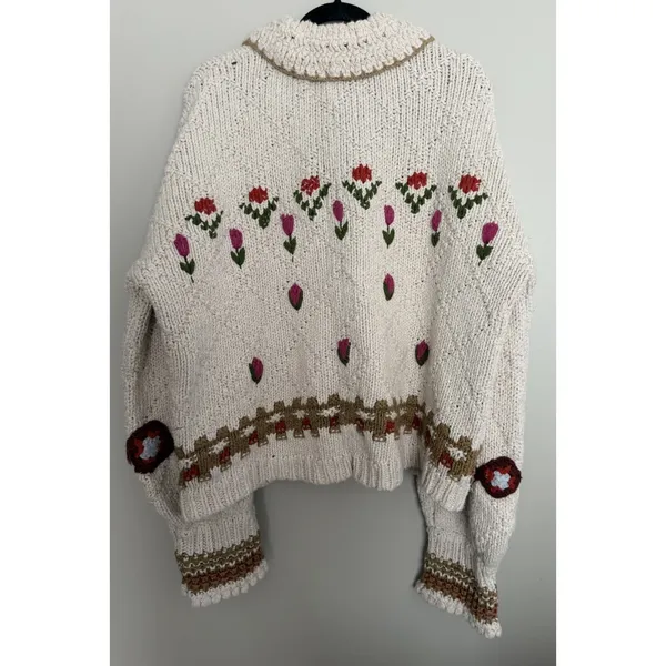 Free people Rosebud Cardigan Ivory Combo Women's Size Medium/Large - Image 2