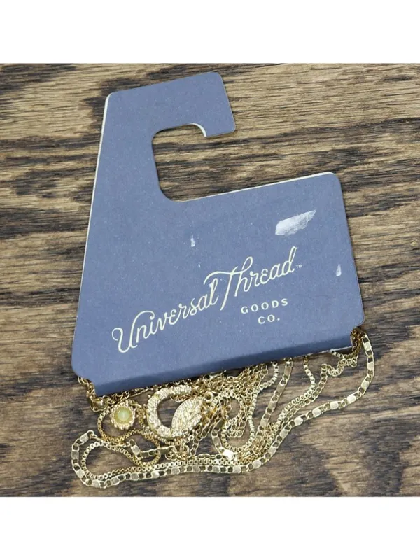 NWT Universal Thread Pendant Box Link Multi-Strand Necklace Gold Yellow 21" + 3" - Image 3