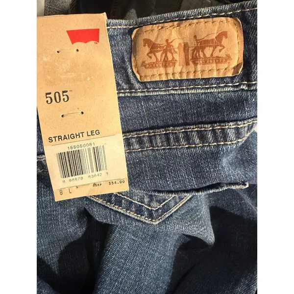 Levis 505 Straight Leg Jeans Womens 8 L Dark Wash Denim Stretch New NWT - Image 9