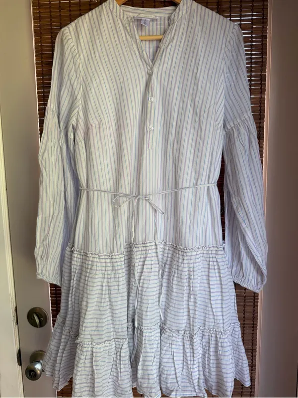 Motherhood Maternity Striped Cotton Tiered Mini Dress Size Small - Image 2