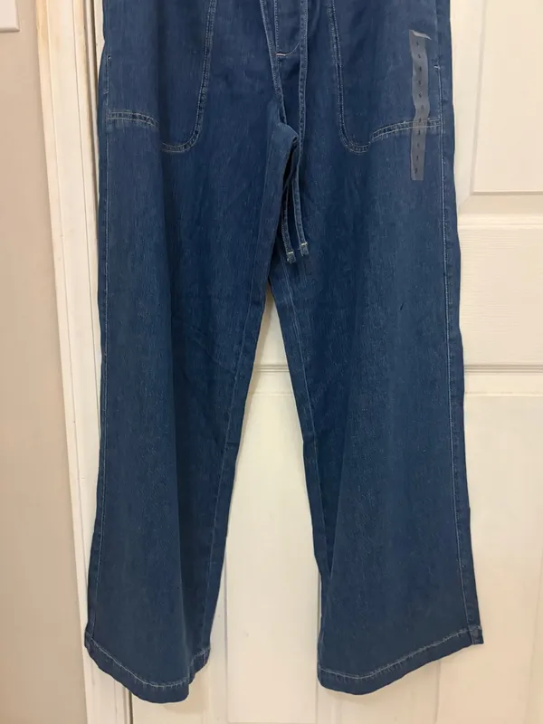 NWT!! American Eagle Dreamy Drape Linen Blend Pull-On Pants in Indigo - Image 9