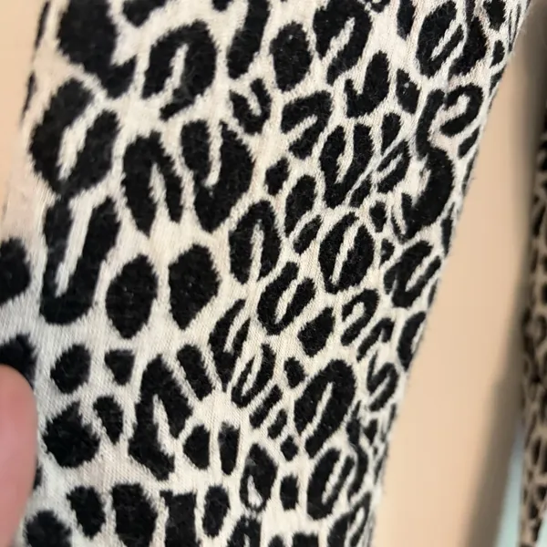 Cato Jacket Small Black White Leopard Print Button‎ Tie Waist Long Sleeve Knit - Image 7